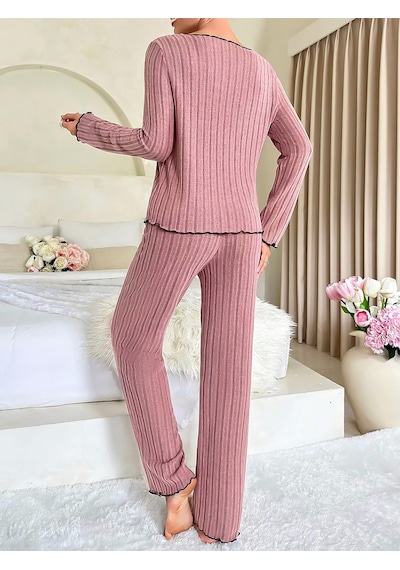 Bella Notte Gül Kurusu Pamuklu Fiyonk Detaylı Pijama Takımı