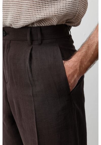 Antioch Lyocell Relaxed Fit Pileli Erkek Pantolon Koyu Kahve