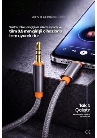 Convey 3.5mm Aux To Type-c Kablo 1 Metre