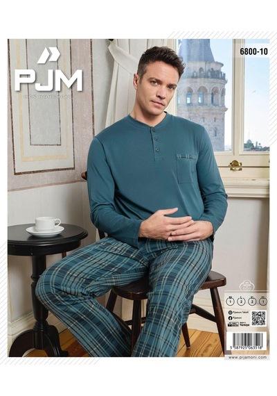 Pijamoni Erkek Düğme Yaka Uzun Kol Mevsimlik Pijama Takımı 6800/10 - 1 Adet Petrol Pijamoni Erkek Düğme Yaka Uzun Kol Mevsimlik Pijama Takımı 6800/10 - 1 Adet Petrol
