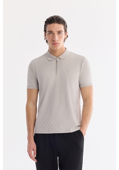 Avva Erkek Taş Kıvrılmaz Polo Yaka Fermuarlı Regular Fit T-shirt A61y1090