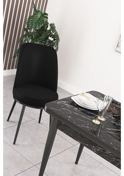 Canisa Concept Nil Serisi 70x110 Sabit Mutfak Masası Takımı Siyah Mermer Desen Masa 4 Siyah Sandalye Siyah Sandalyeler Siyah Masa Canisa Concept Nil Serisi 70x110 Sabit Mutfak Masası Takımı Siyah Mermer Desen Masa 4 Siyah Sandalye Siyah Sandalyeler Siyah Masa