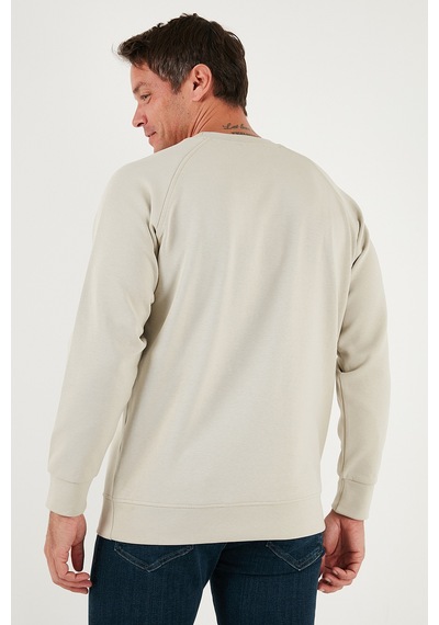 Buratti Streç Pamuklu Relaxed Fit Bisiklet Yaka Erkek Sweat 5901210 Taş