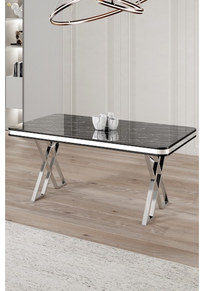 Canisa Rigel Serisi 80x130 Lak Panel Siyah Mermer Desen Masa Takımı Krom Ayaklı 4 Siyah Sandalye Masa Siyah Mermer Desen Sandalye Siyah Canisa Rigel Serisi 80x130 Lak Panel Siyah Mermer Desen Masa Takımı Krom Ayaklı 4 Siyah Sandalye Masa Siyah Mermer Desen Sandalye Siyah