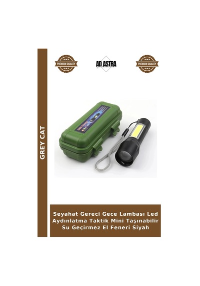 Seyahat Gereci Gece Lambası Led Aydınlatma Taktik Mini Taşınabilir Su Geçirmez El Feneri Siyah