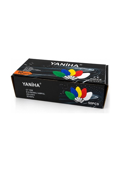 50 Adet Mix Renkli Gece Lambası Ampul E14 - 10w C7 5468 Çok Renkli