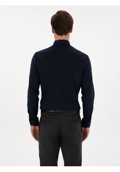 Cacharel Lacivert Slim Fit Pamuk Karışımlı Gömlek