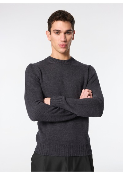 Alpha Studio Antrasit Erkek %100 Yün Slim Fit Kazak Au-7030c Crew Neck