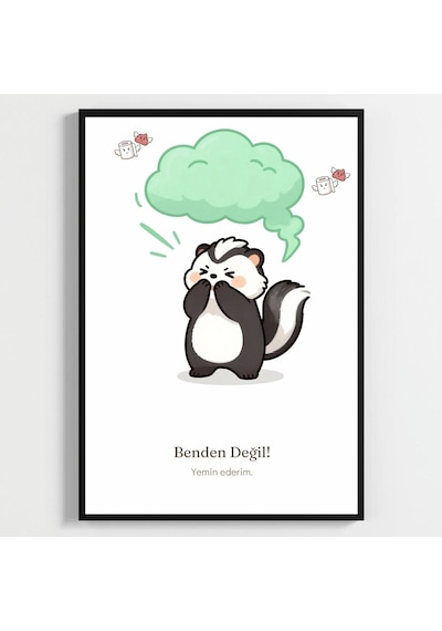 Besay Masum Kokarca Eğlenceli Banyo Ve Tuvalet Duvar Dekorasyonu Benden Değil Yazılı Komik Hayvan Poster Tablo A3 Tekli Ç