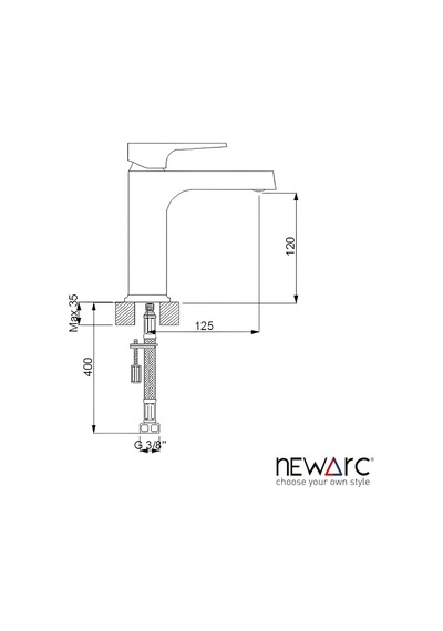 Newarc 941528 Aqua Lavabo Bataryası Altın