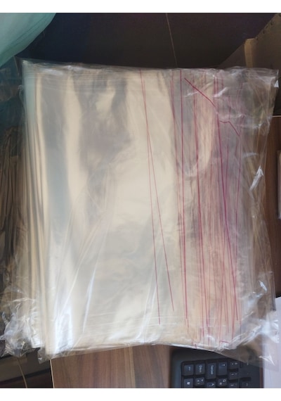 100 Adet 30x45 Cm Bantlı Yapışkanlı Şeffaf Opp Jelatin Poşet Torba, Şeffaf Poşet 30x40+5 Şefaf 3