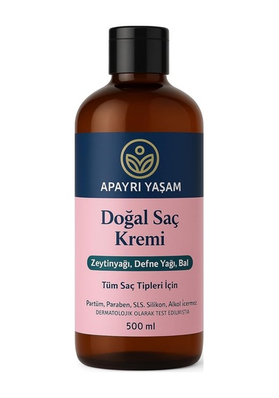 Zeytinyağı Yağı Bal Özlü Tüm Saç Tipleri İçin Doğal Saç Kremi 500 Ml