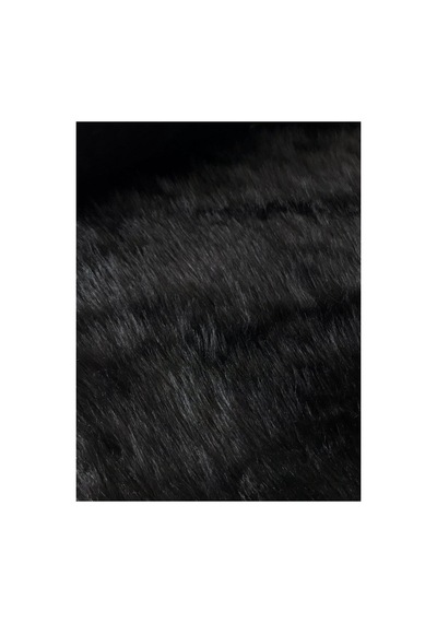 Yumuşak Ve Uzun Tüylü Peluş Kürk Kumaş Simsiyah Renk 50x150 Cm Siyah Siyah