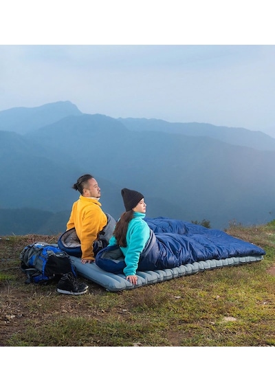 Evolite Camper Pro SQ Birleştirilebilir 2 Kişilik Uyku Tulumu Mavi