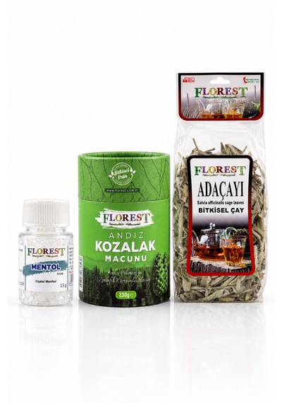 Mentol Kristali 15 G + Andız Kozalak Macunu 230 G + Adaçayı 40 G 3'lü Bitkisel Ürün Seti