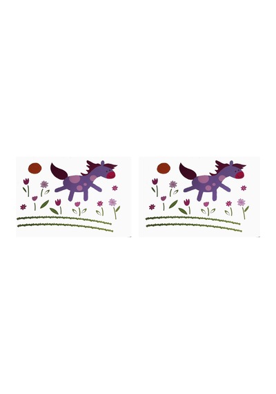 Duvar Süsü Sticker 2 Adet Küçük At Desenli Pvc 70x50x0,5cm