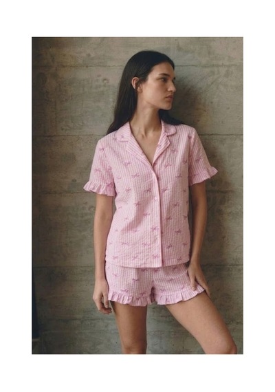 Fit Women Kadın V Yaka Comfort Fit Pembe Pijama Takımı