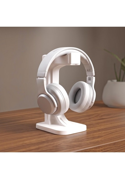 Happy3dworld Geometrik Kulaklık Standı, 3d Baskı Mat Beyaz Minimalist Masaüstü Düzenleyici