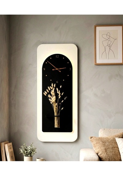Açelya Ahşap Pilli Ledli İskandinav Tarzı Salon Duvar Rafı Modern Çiçeklik 40x100 Cm Paris Grisi - Antrasit