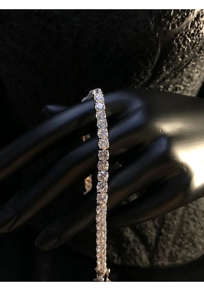 Vog Su Yolu 4mm Zirconia Taşlı Beyaz Renk 925 Ayar Gümüş Sevgiliye Eşe Anneye Hediye Bileklik