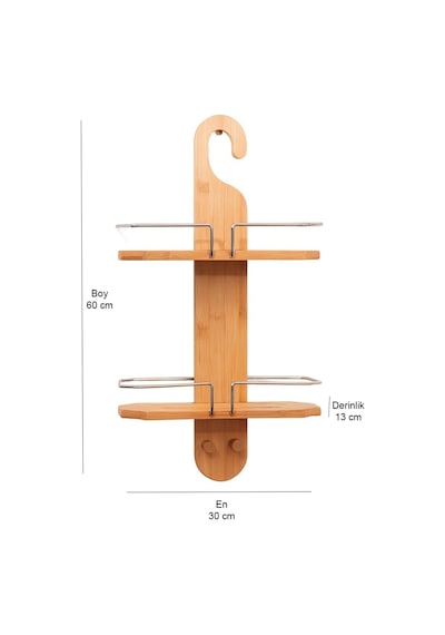 Makri Home Bambu Banyo Düzenleyici Organizer Banyo Köşeliği, Şampuanlık Bej