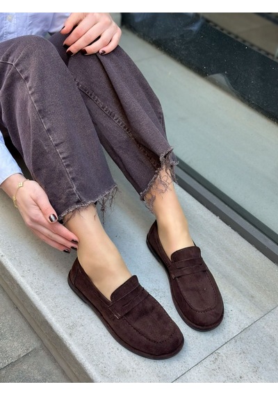Erva'nın Butiği Kahve Süet Daria Kadın Casual Günlük Ayakkabı-6134