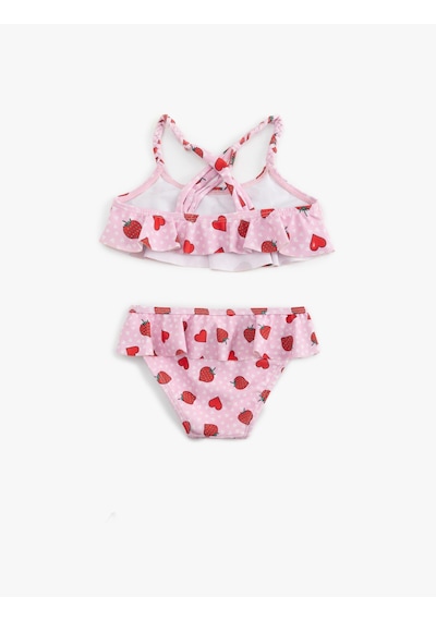 Koton Kalp Ve Çilek Desenli Fırfırlı Bikini Seti Pembe Desenli 5skg00017mm Pembe Desenli Pembe
