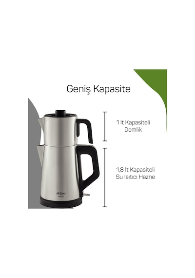 Arzum AR3129 Deminde 1800 W 1 L Demlik Kapasiteli  Çay Makinesi