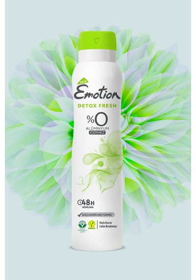 Detox Fresh Kadın Alüminyumsuz Vegan Deodorant 3x150ML Hızlı Kurur, Leke Bırakmaz