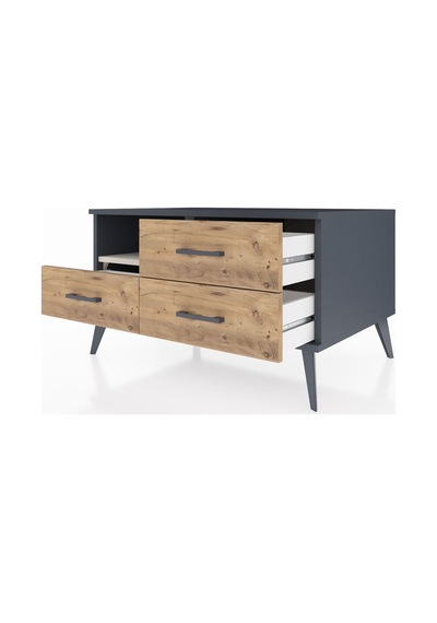Kronos Şifonyer Tek Raflı 3 Çekmeceli 88x59x48 Antrasit-aytaşı/çam Aytaşı/çam