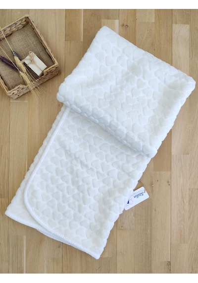 Sitilin Peluş Kalp Bebek Battaniyesi Stl5050 Beyaz - Fuşya