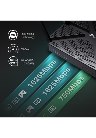 Tp-Lınk Archer C4000 4000Mbps Ac4000 Trı Band Ev Ofis Tipi Gaming