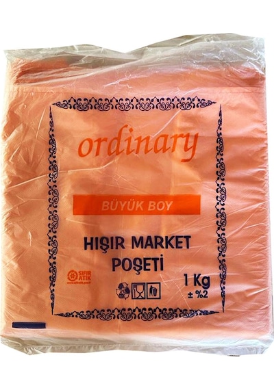 Ordinary Turuncu Market Poşeti Torbası  Hışır Atlet Poşet  Büyük Boy  30 x 60 CM  1 KG