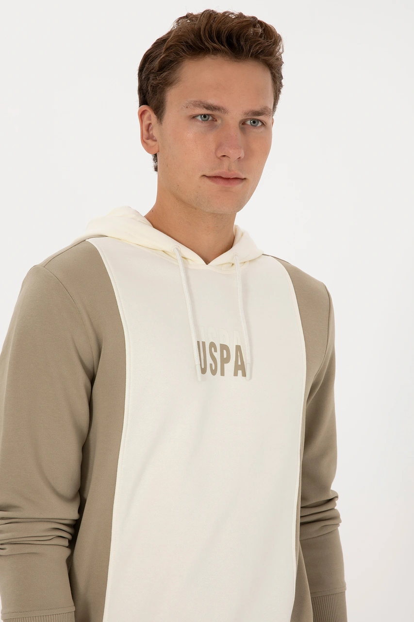 U.S. Polo Assn. Erkek Regular Fit Kapüşonlu Açık Haki Sweatshirt 50316365-VR183