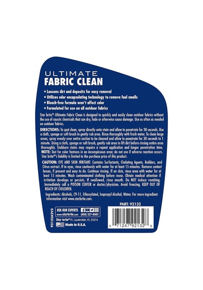 Starbrite - Ultimate Kumaş Temizleyici 946 Ml : Dış Mekan Kumaşlarınız İçin Çamaşır Suysuz Derinlemesine Temizlik Ve Polimer Zırhı