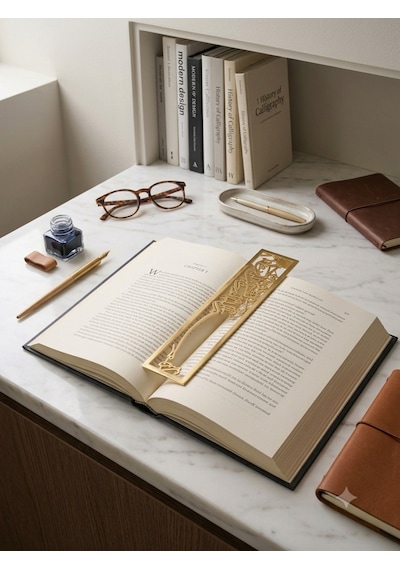 Lunoart Özel Seri Besmele Metal Kitap Ayracı - Gold Renk