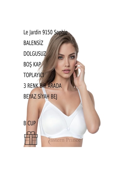 Le Jardin Sütyen 9150 Telsiz Desteksiz Boş Kap Sophie Toplayıcı Beyaz Siyah Bej B C Cup Beyazsiyahbej