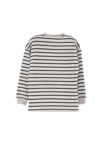 Denokids Cool Oversize Çizgili Erkek Çocuk Sweatshirt - Gri