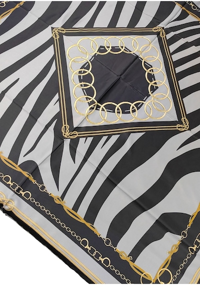 Mim Eşarp Vesi Eşarp Zincir Desenli Sport Twill Eşarp 120x120 Cm Siyah - Beyaz - Gri