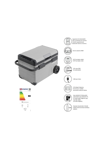 Outwell Arctic Frost 35 L Kompresörlü Portatif Buz Dolabı Gri