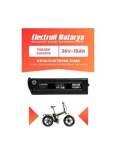 Kron Elektrone Zuma Uyumlu Batarya Yüksek Kapasite 36v 15ah Güçlendirilmiş Elektrikli Bisiklet Bataryası Siyah