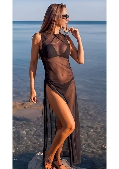 Ang Butik Kadın Siyah Zarafet Pareo Plaj Giyim