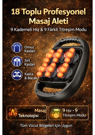 Kılıforyum 18 Toplu Şarjlı Masaj Aleti 9 Kademe Hız & 9 Titreşim Modu Güçlü Motor 2000mah Profesyonel Masaj Gümüş