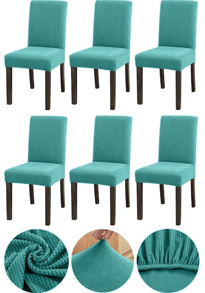 Bambu Nano Kumaş Likralı Yıkanabilir 6'lı Sandalye Kılıfı Lastikli Sandalye Örtüsü 6 Adet - Mint