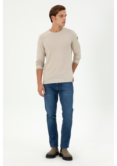 U.S. Polo Assn. Erkek Slim Fit Bisiklet Yaka Taş Kazak 50297055-VR049 U.S. Polo Assn. Erkek Slim Fit Bisiklet Yaka Taş Kazak 50297055-VR049