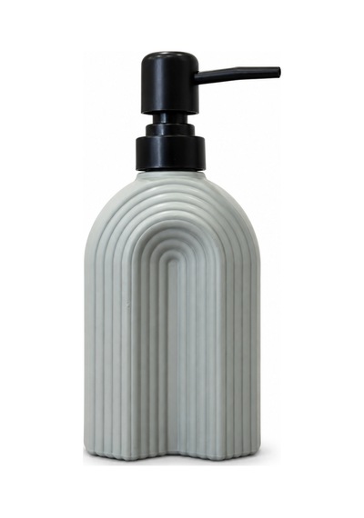 Çizgili Bohem Minimal Cam Sıvı Sabunluk - 250ml - 14x6x5.5 Cm Gri
