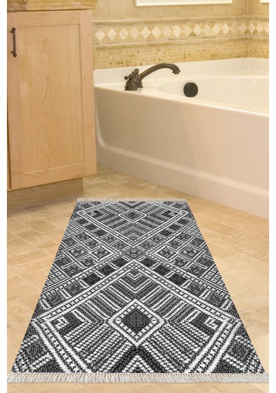 Eko Trend Djt Banyo Paspası Yıkanabilir Kaymaz Taban 2029 Modern Siyah