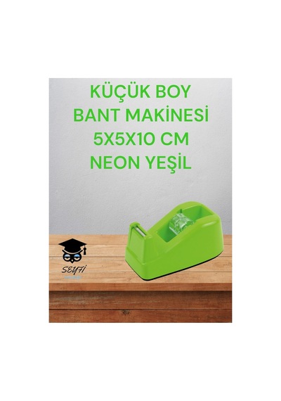 Kirtasiye Küçük Boy Masaüstü Bant Makinesi, 5x5x10 Cm, Neon Yeşil Diğer