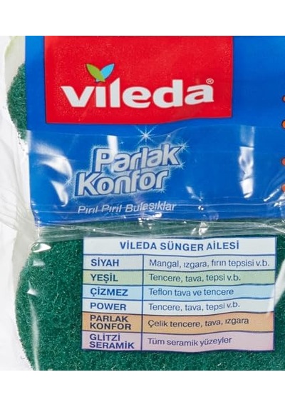 Vileda Konfor Oluklu Sünger, 2'li Paket,parlak Açık Indigo