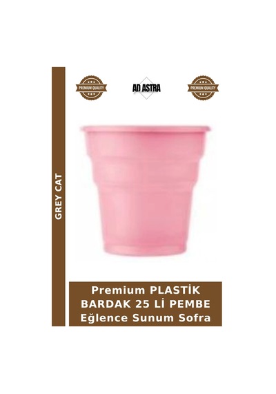 Premium Plastik Bardak 25 Li Pembe Eğlence Sunum Sofra
